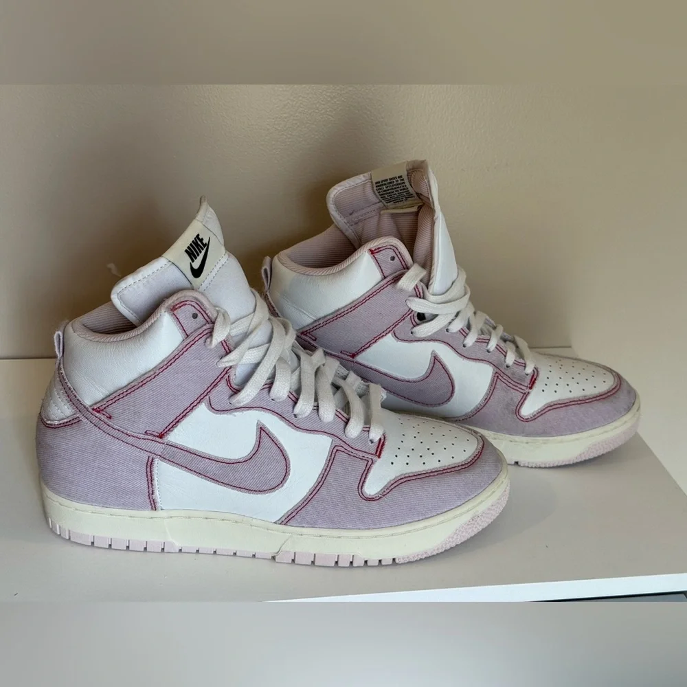 Nike Dunk High White Pink Canvas Sneakers Women’s | Retro Streetwear | Size 11.5